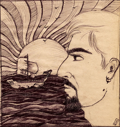 Pen and Ink: Don Pedro (Portrait as a Pirate)