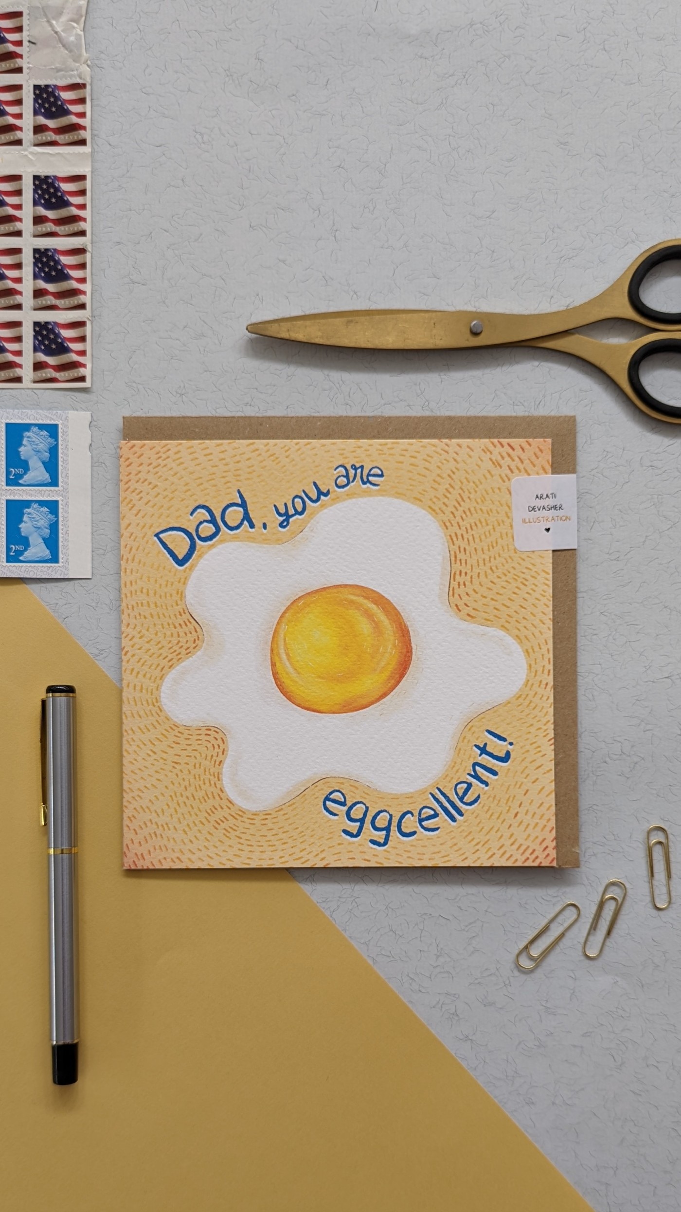 Funny Father's Day card with a food pun "Dad you are eggcellent" – Arati Devasher Illustration Blog