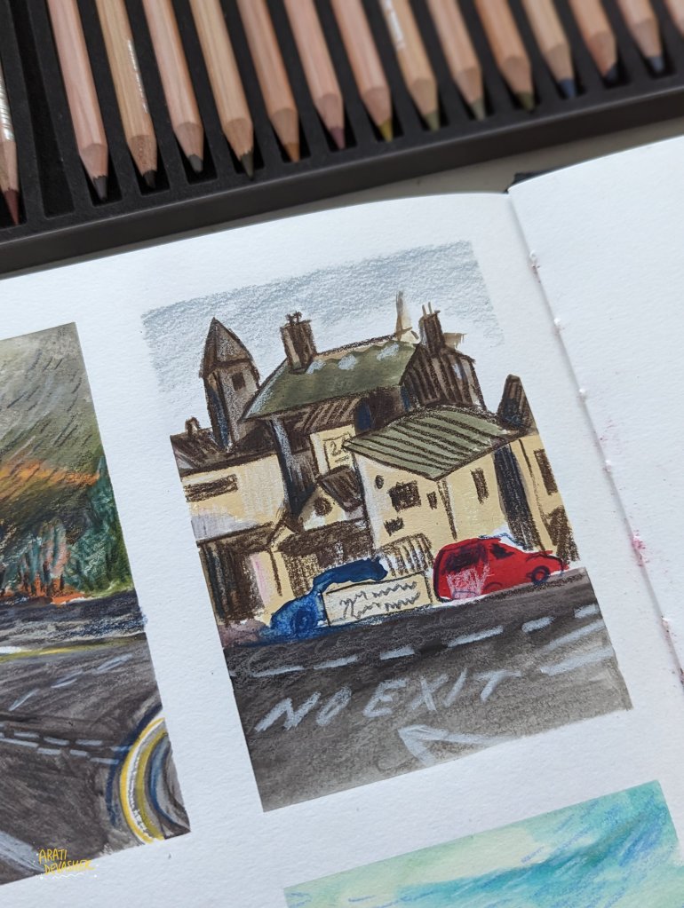 painting landscapes inspired by the Lake District with gouache and Caran D'Ache Luminance coloured pencils – Arati Devasher Illustration blog
