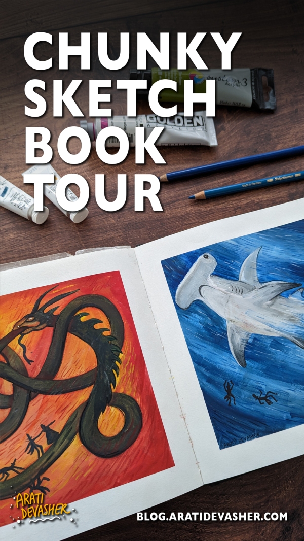 Welcome to another sketchbook tour! Filled with acrylic and gouache paintings, random ideas and quirky sketches, this one took me nearly ten years to complete. Hope you enjoy it!