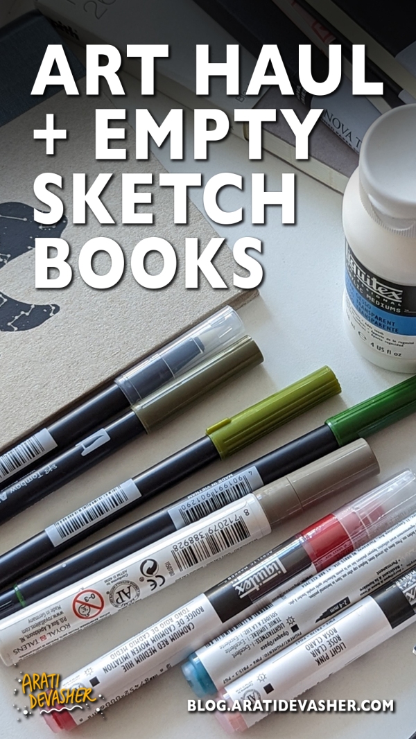 a mini art haul and empty sketchbooks tour – choosing the perfect sketchbook for my next projects – Arati Devasher Illustration